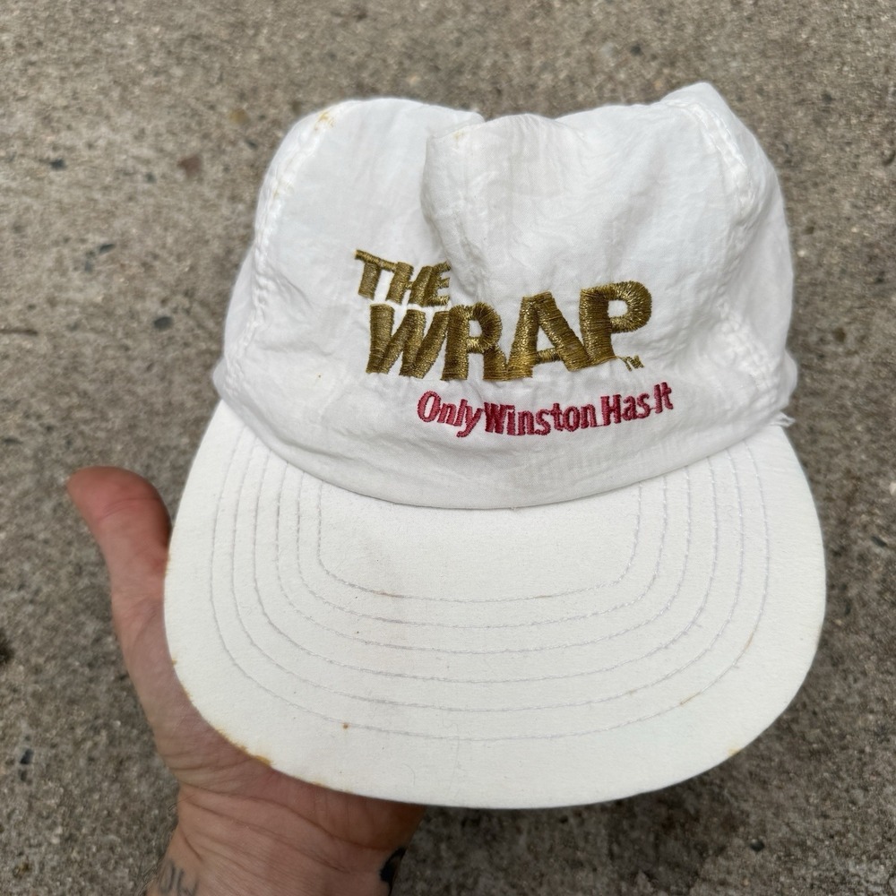 Vintage Winston Cigarettes Hat 90s "THE WRAP" White Nylon Snapback